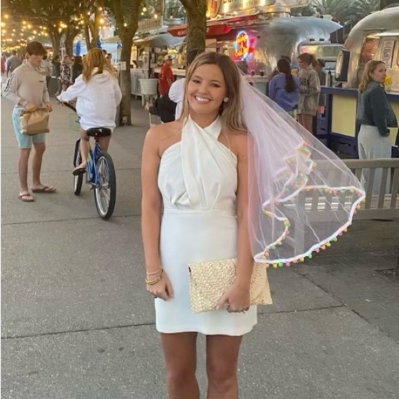 Amanda Uprichard White Halter Sheath Mini Dress - Picture 6 of 6